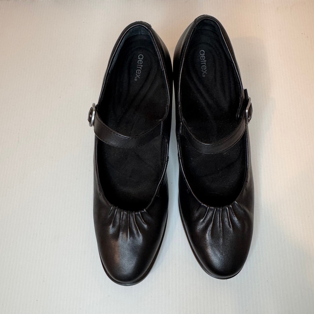 Aetrex Sara Mary Jane Heels Size 9.5 Leather Victorian Whimsigoth Witchy Comfort - Picture 4 of 11